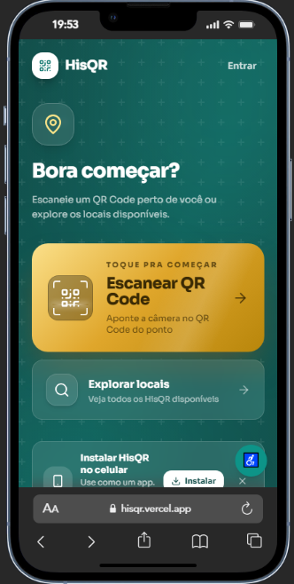 Tela inicial do HisQR